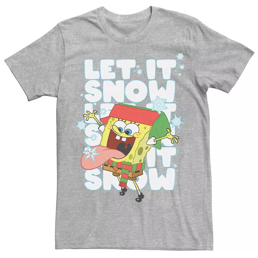 Men's Spongebob Squarepants Let It Snow Tee, Size: 3XL, Navy Grey Product Image