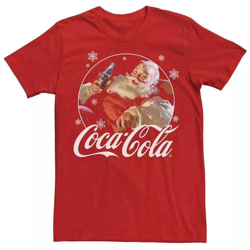 Men's Coca Cola Santa Retro Christmas Logo Tee, Size: Small, Red Grey Product Image