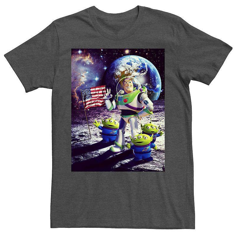 Disney / Pixars Toy Story Buzz Lightyear and Aliens Mens On The Moon Photo Tee Grey Heather Product Image