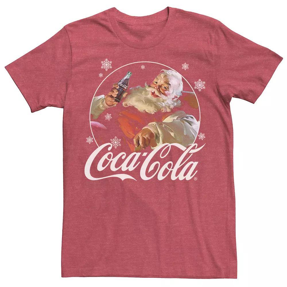 Men's Coca Cola Santa Retro Christmas Logo Tee, Size: Small, Red Grey Product Image