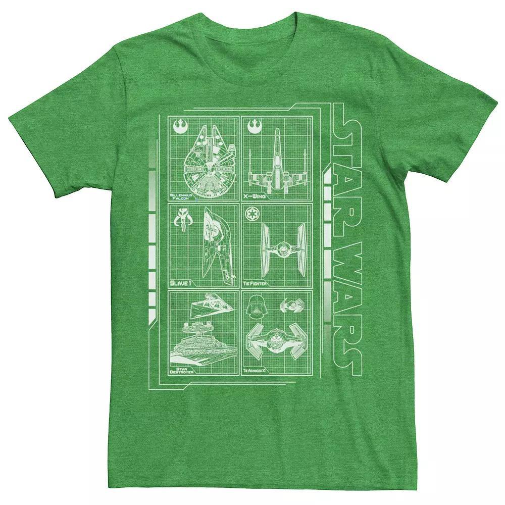 Men's Star Wars Battle Ships Schematic Tee, Size: XXL, Kelly Grey Product Image