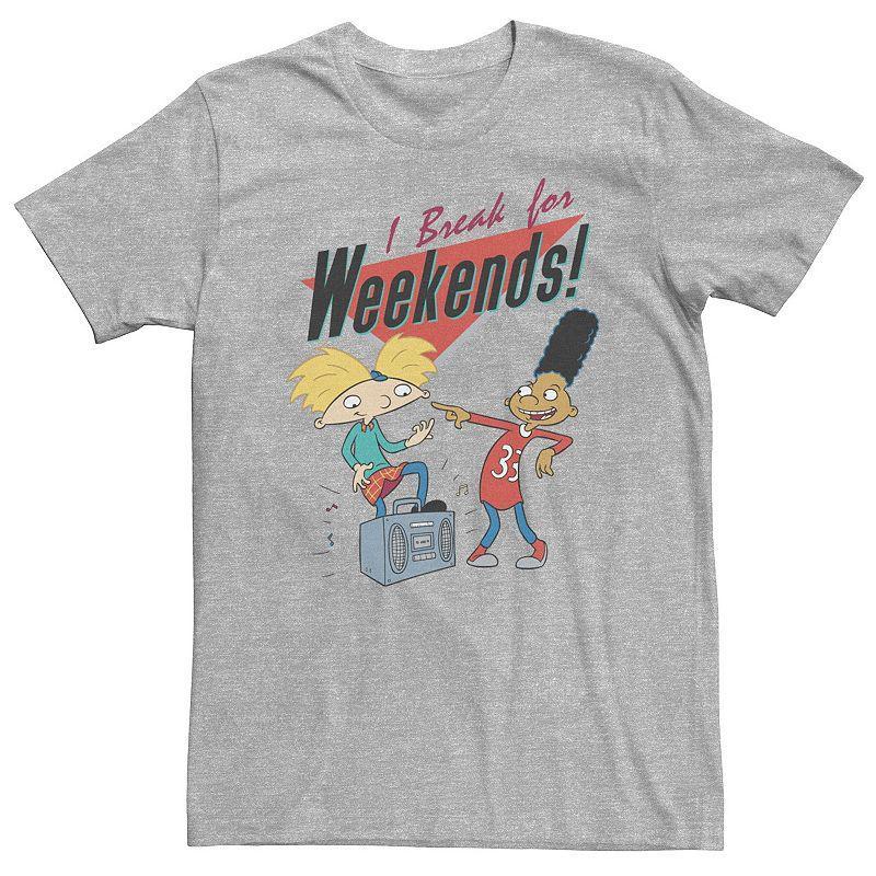 Big & Tall Nickelodeon Hey Arnold I Break For Weekends Boombox Tee, Mens Athletic Grey Product Image