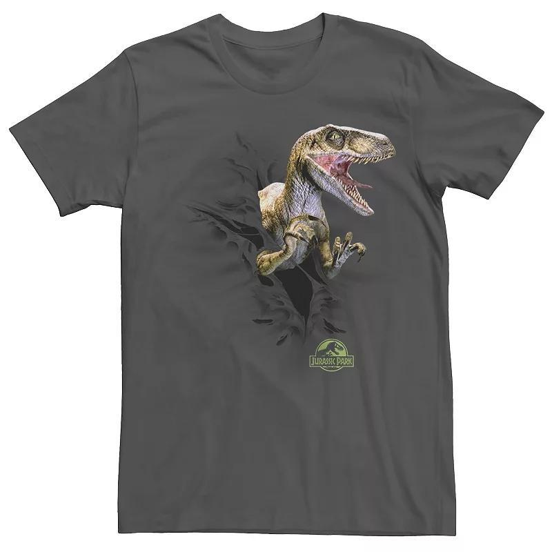 Men's Jurassic Park Ripping Velociraptor Graphic Tee, Size: XL, Navy Grey Product Image