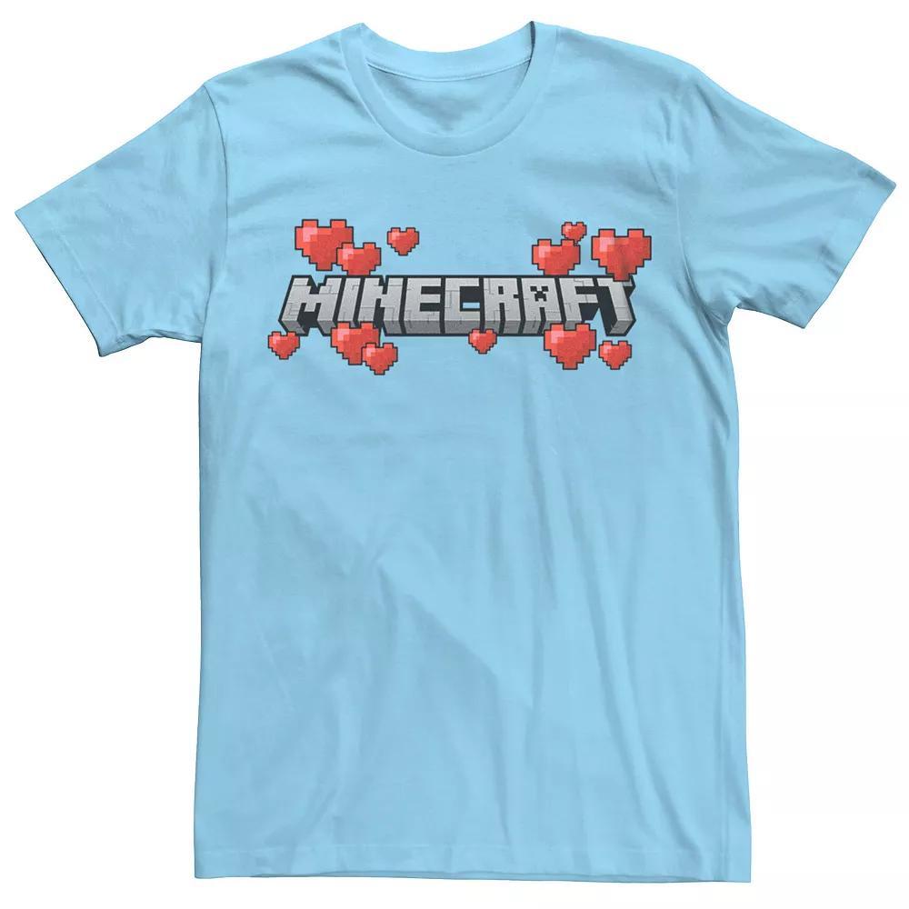 Men's Minecraft Logo Hearts Graphic Tee, Size: XL, Light Blue Product Image