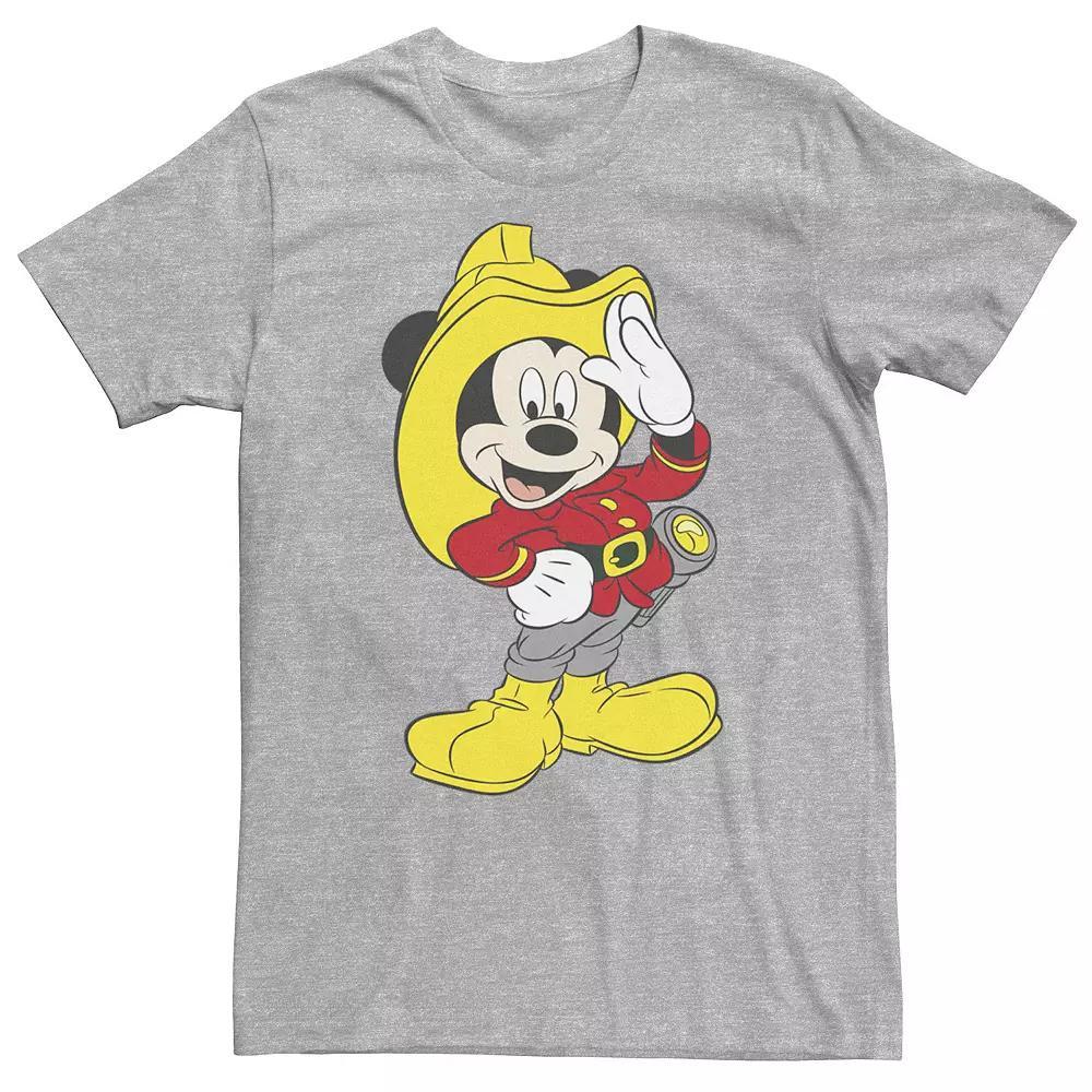 Big & Tall Disney Mickey Mouse Firefighter Outfit Tee, Men's, Size: 3XL, Athletic Grey Product Image