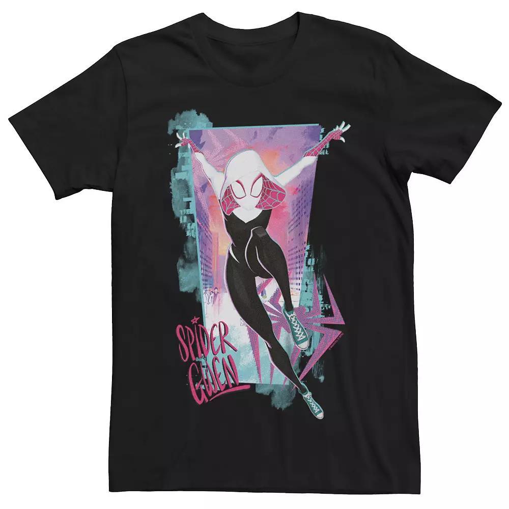 Men's Marvel Spiderman Across the Spider Verse Spider-Gwen Swinging Graphic Tee, Size: XS, Black Product Image