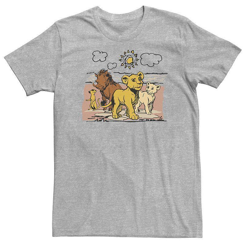 Big & Tall Disney The Lion King Live Action Sketched Group Portrait Tee, Men's, Size: XXL Tall, Athletic Grey Product Image