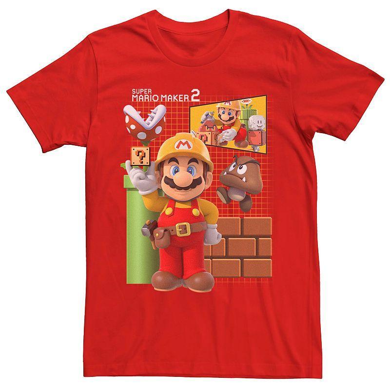 Mens Nintendo Super Mario Maker 2 Blue Prints Short Sleeve Tee Product Image