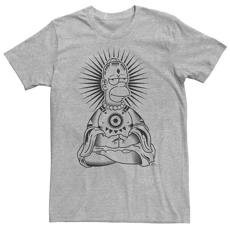 Big & Tall The Simpsons Homer Zen Stamp Portrait Tee, Mens Athletic Grey Product Image