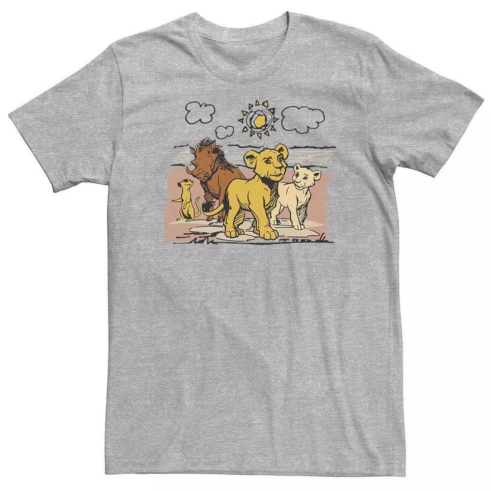 Big & Tall Disney The Lion King Live Action Sketched Group Portrait Tee, Men's, Size: 3XL, Athletic Grey Product Image