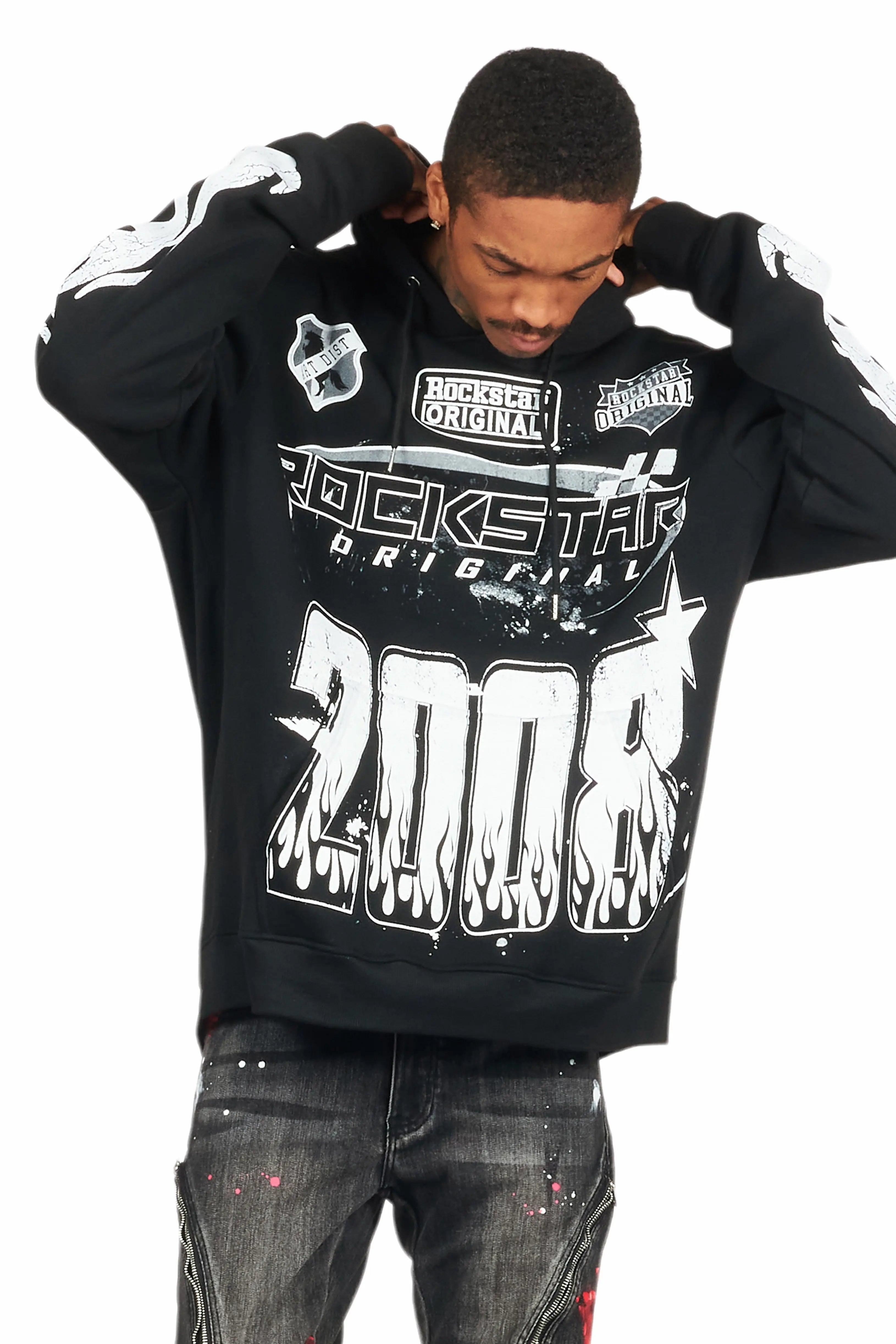 Amos Black Graphic Hoodie Male Product Image