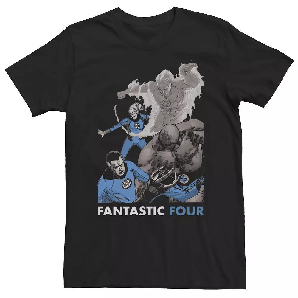 Big & Tall Marvel Fantastic Four Group Shot Fight Mode Poster Tee, Mens Product Image
