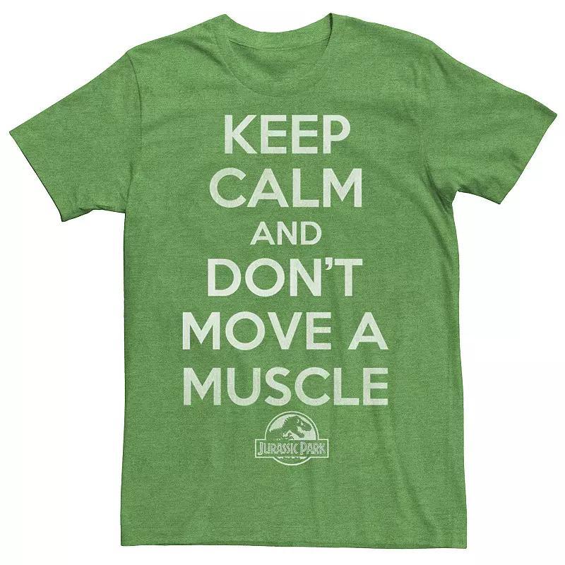 Men's Jurassic Park Keep Calm & Don't Move Graphic Tee, Size: XL, Kelly Grey Product Image