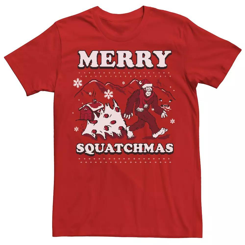 Men's Ugly Sweater Merry Squatchmas Big Foot Cartoon Graphic Tee,  Product Image