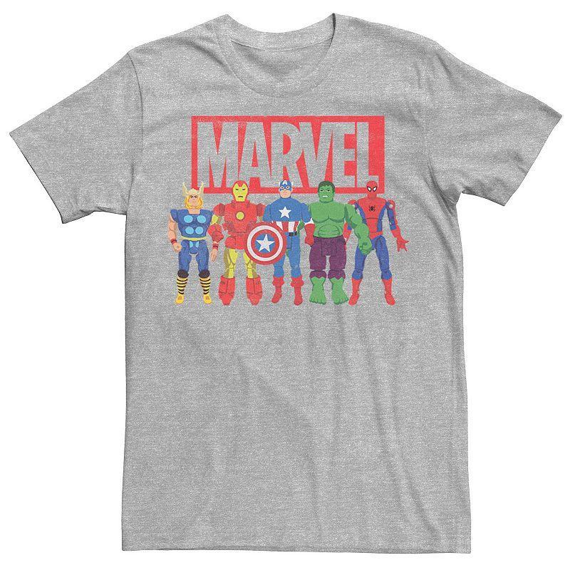 Men's Marvel Avengers Classic Action Figures Graphic Tee, Size: Medium, Athletic Grey Product Image