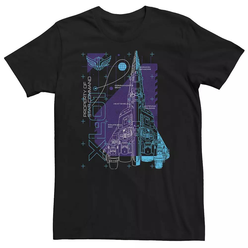 Big & Tall Disney / Pixar Lightyear Property Of Star Command Ship Schematic Tee, Men's, Size: 4XL Tall, Black Product Image