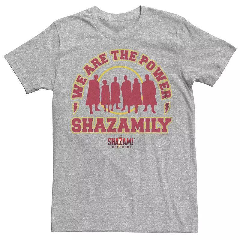 Men's Shazam Fury Of The Gods The Shazamily Collegiate Logo Tee, Size: Small, Athletic Grey Product Image