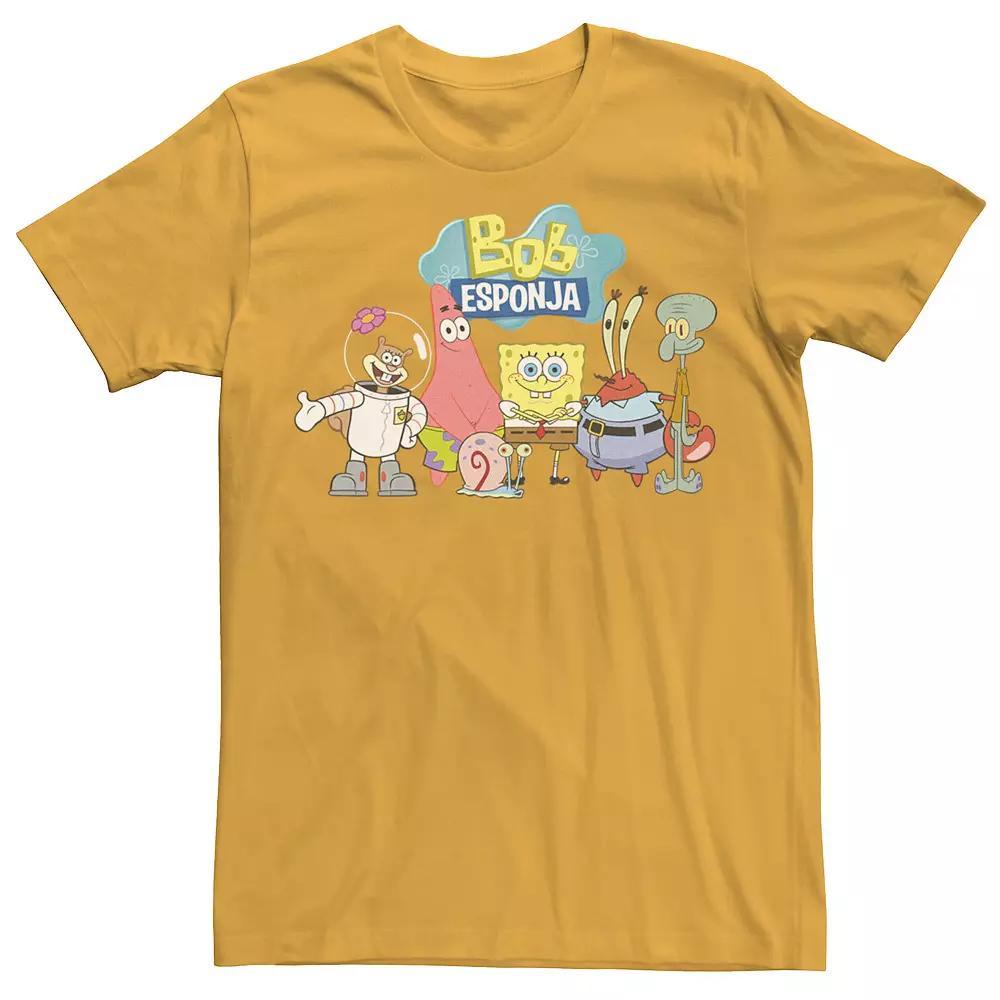 Men's Nickelodeon SpongeBob SquarePants Bob Esponja Happy Group Shot Graphic Tee, Size: 3XL, Black Product Image