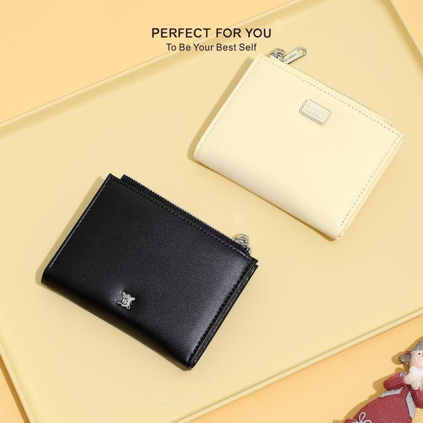 Plain Faux Leather Short Wallet Product Image