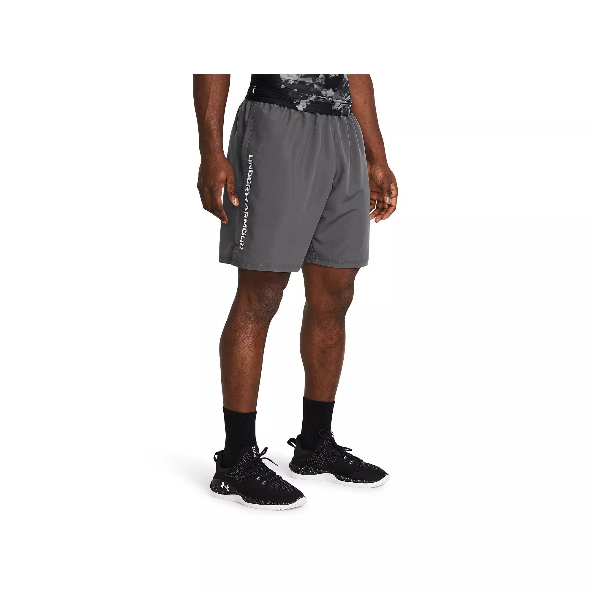 Men's Under Armour 8.25-in. Woven Wordmark Shorts, Size: Medium, Castlerock Product Image