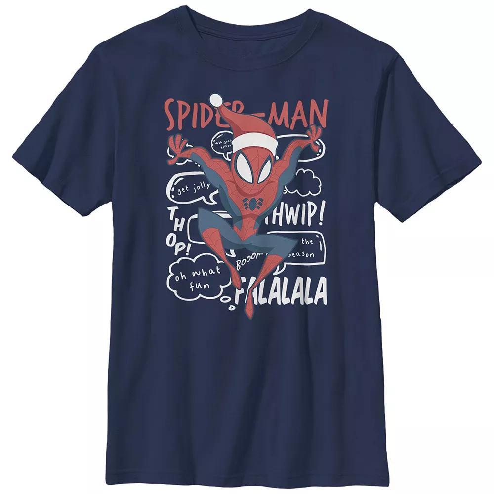 Boys 8-20 Husky Marvel Spider-Man Wearing Santa Hat Crewneck Graphic Tee, Boy's,  Product Image