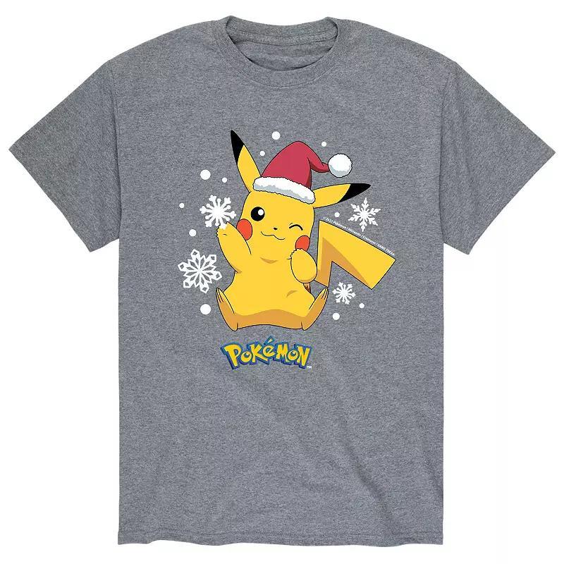 Men's Pokemon Santa Hat Snowflakes Tee,  Product Image