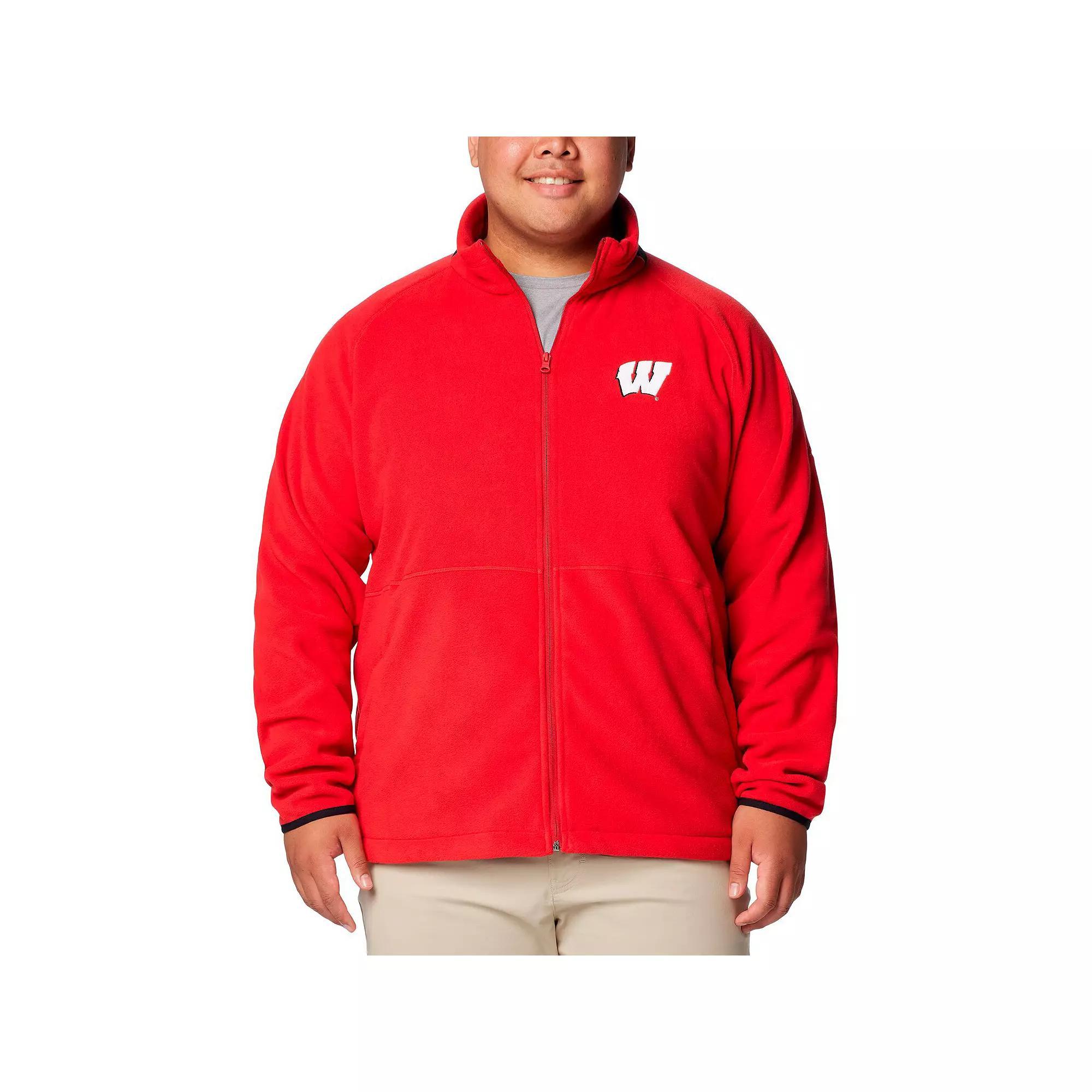 Men's Columbia  Red Wisconsin Badgers Big & Tall Flanker�� IV Fleece Raglan Full-Zip Jacket, Size: 4XB Product Image