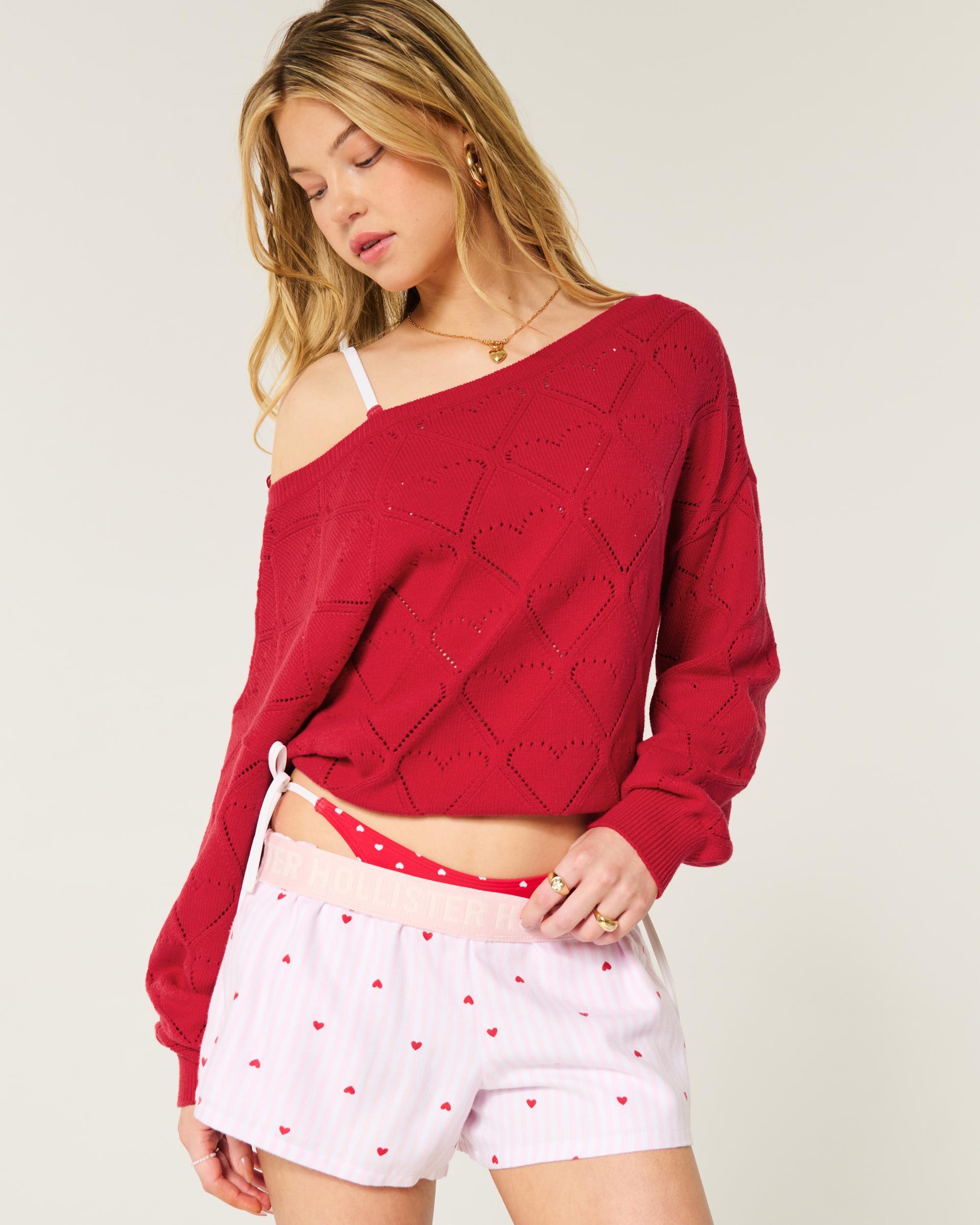 Easy Heart Graphic Off-the-Shoulder Sweater Product Image