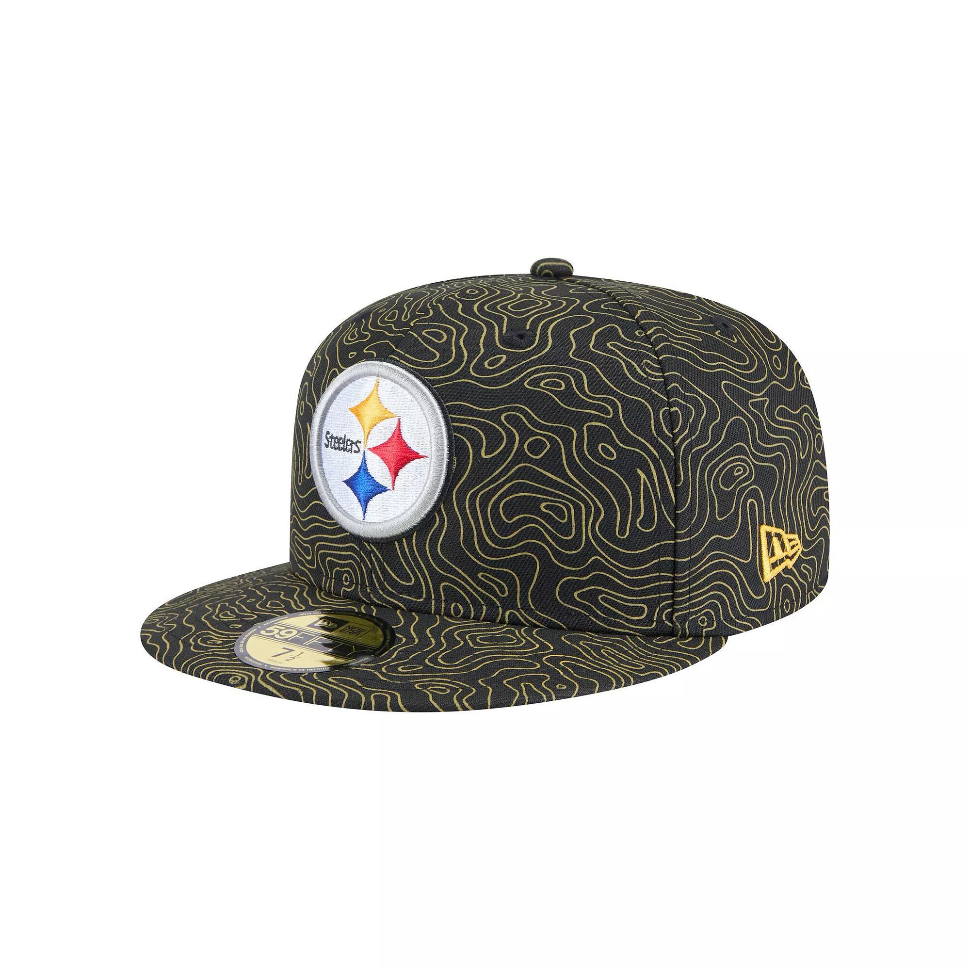 Men's New Era Black Pittsburgh Steelers Geo 59FIFTY Fitted Hat,  Product Image