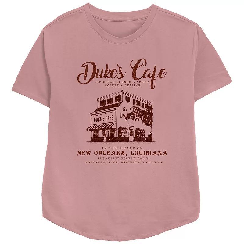 Womens The Princess And The Frog Dukes Caf Relaxed Fit Graphic Tee, Girls Product Image