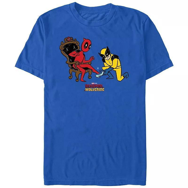 Men's Marvel Deadpool And Wolverine Glass Slipper Try-On Graphic Tee, Size: XL, Royal Product Image