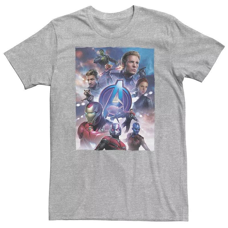 Big & Tall Marvel Avengers Endgame Main Character Poster Tee, Men's, Size: 3XL, Athletic Grey Product Image