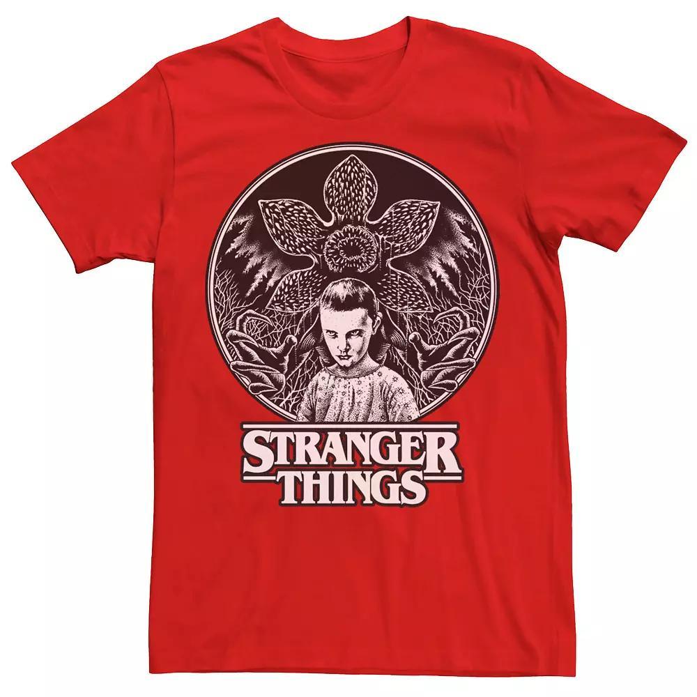 Men's Netflix Stranger Things Eleven And Demogorgon Circle Tee, Size: Medium, Red Product Image