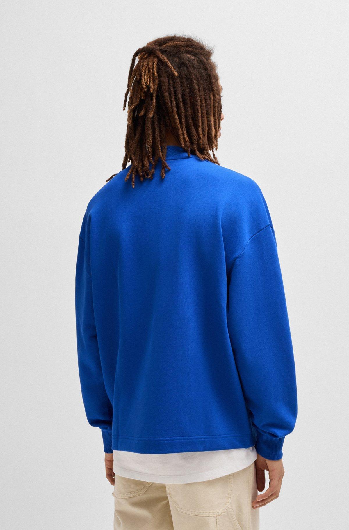 Cotton-terry sweatshirt with blue logo patch Product Image
