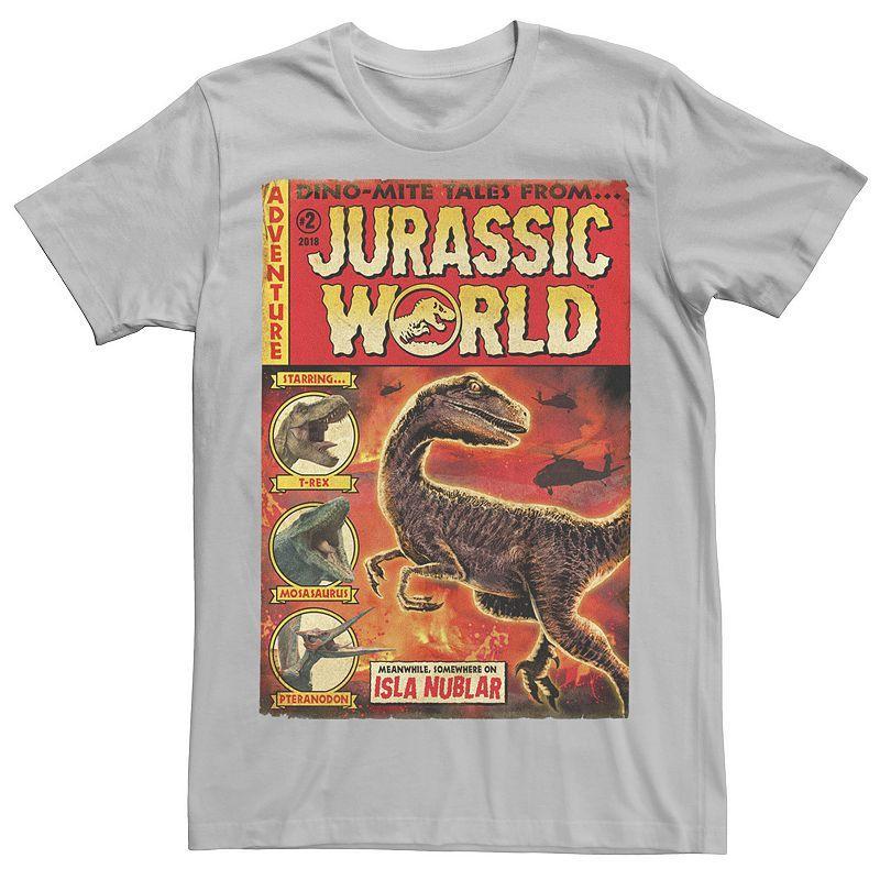 Mens Jurassic World Two Dino-Mite Tales Vintage Tee Red Grey Product Image