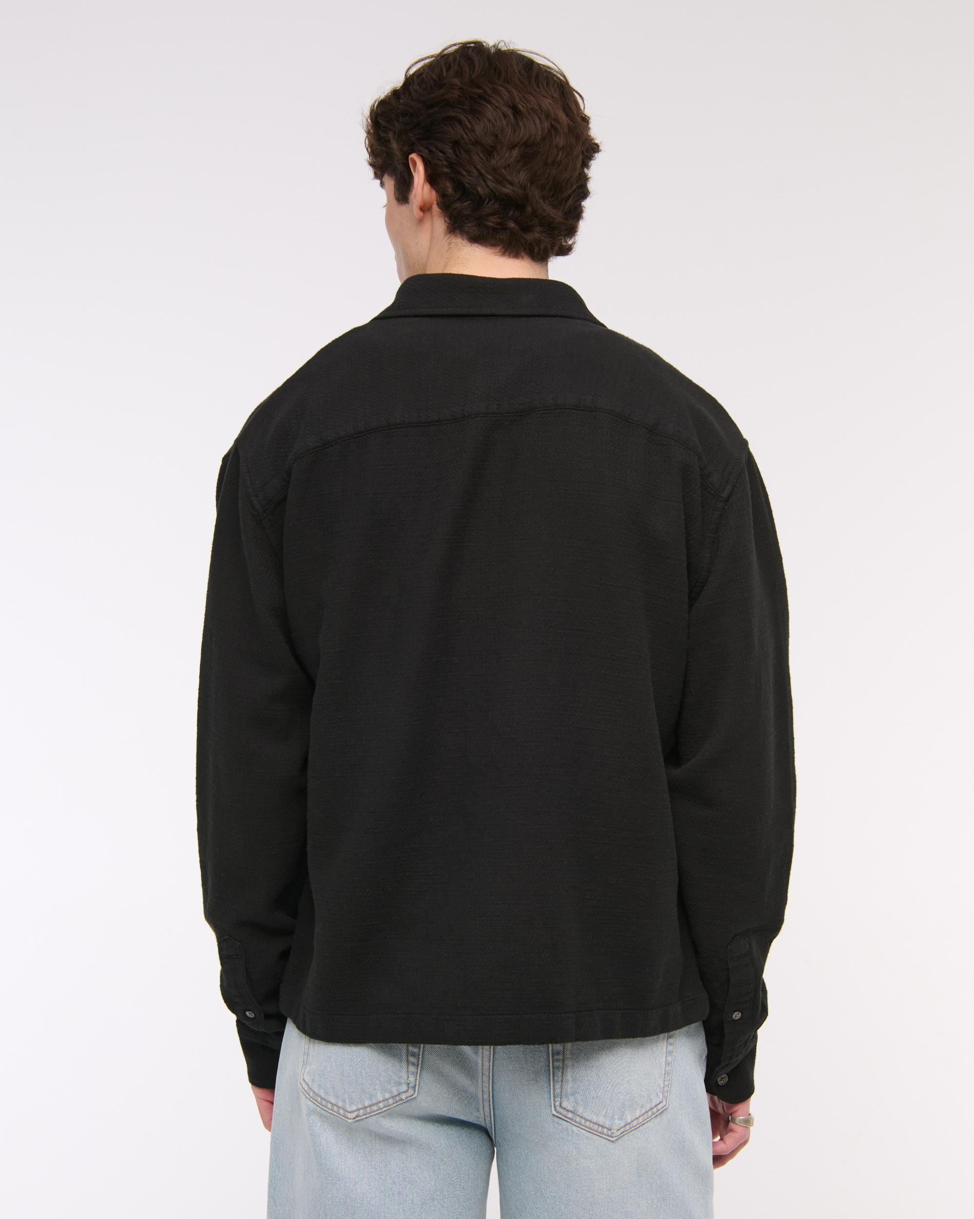 Cropped Slub Button-Up Shirt Product Image