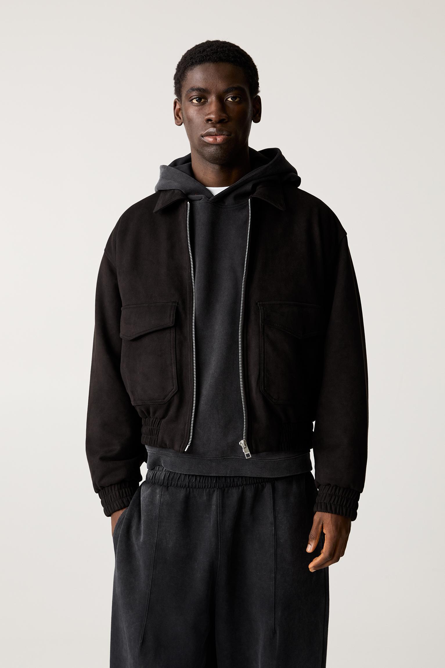 Cropped faux suede jacket Product Image