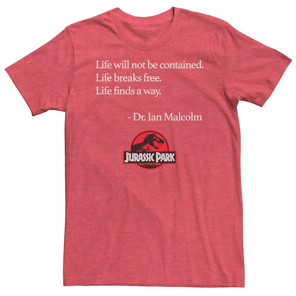 Men's Jurassic Park Life Finds A Way Quote Tee, Size: XL, Red Grey Product Image