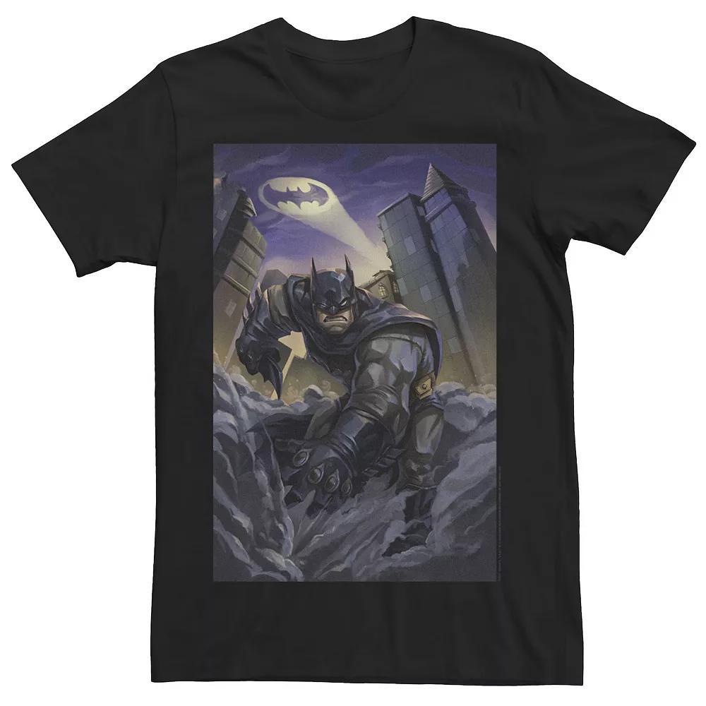 Men's DC Fandome Batman Landing Illustrated Poster Tee, Size: Medium, Black Product Image
