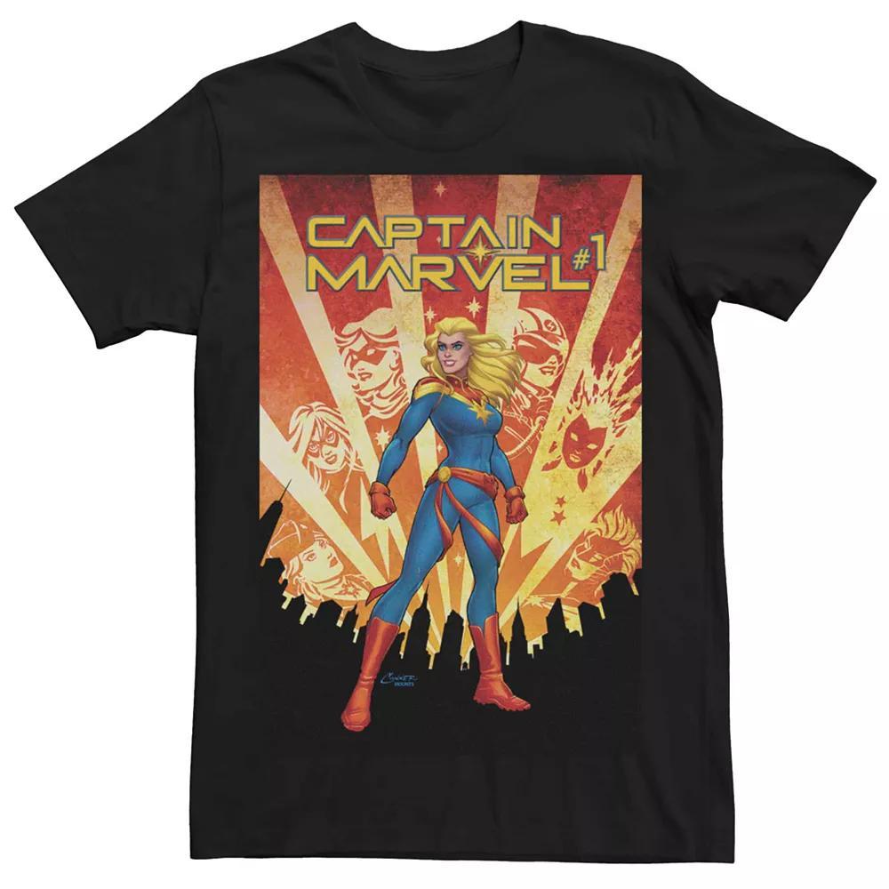 Men's Captain Marvel Sunset Comic Cover Tee,  Product Image