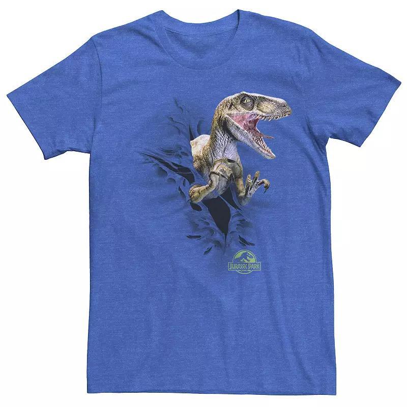 Men's Jurassic Park Ripping Velociraptor Graphic Tee, Size: XXL, Royal Grey Product Image