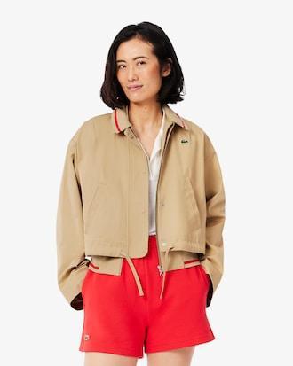 Oversized Polo Collar Twill Jacket Product Image
