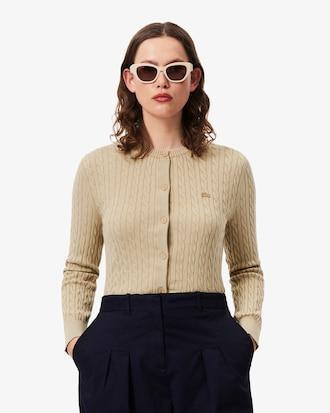 Washed Effect Cable Knit Cardigan Product Image