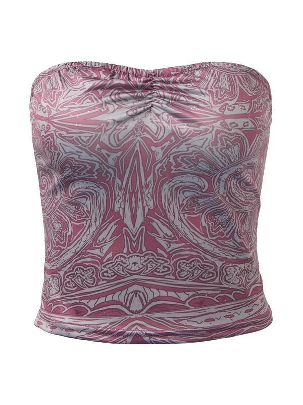 Random Print Bandeau Crop Top Product Image
