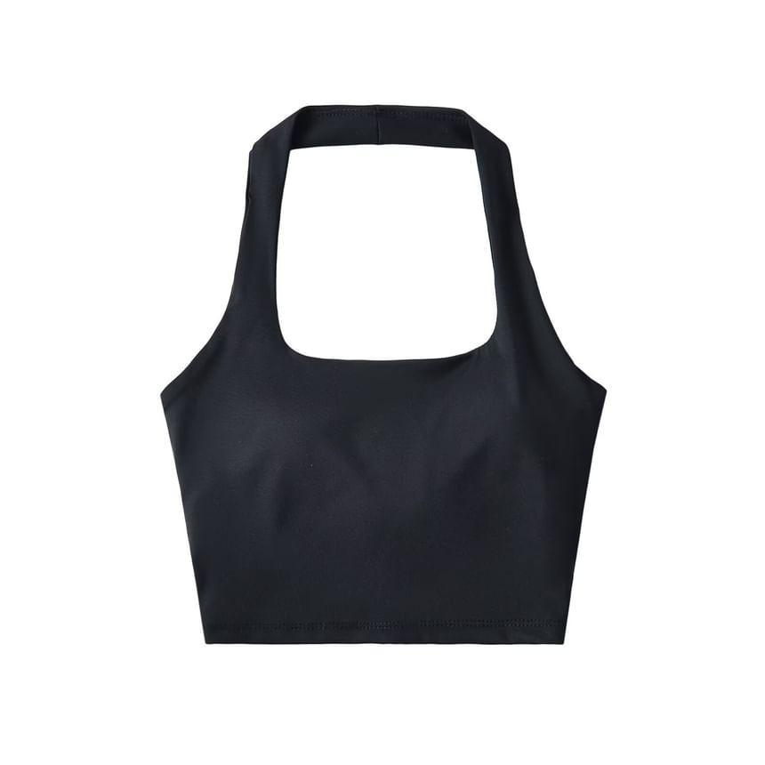 Halter Plain Sports Bra Product Image