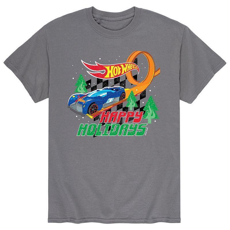 Mens Hot Wheels Happy Holidays Track Loop Tee Grey Product Image