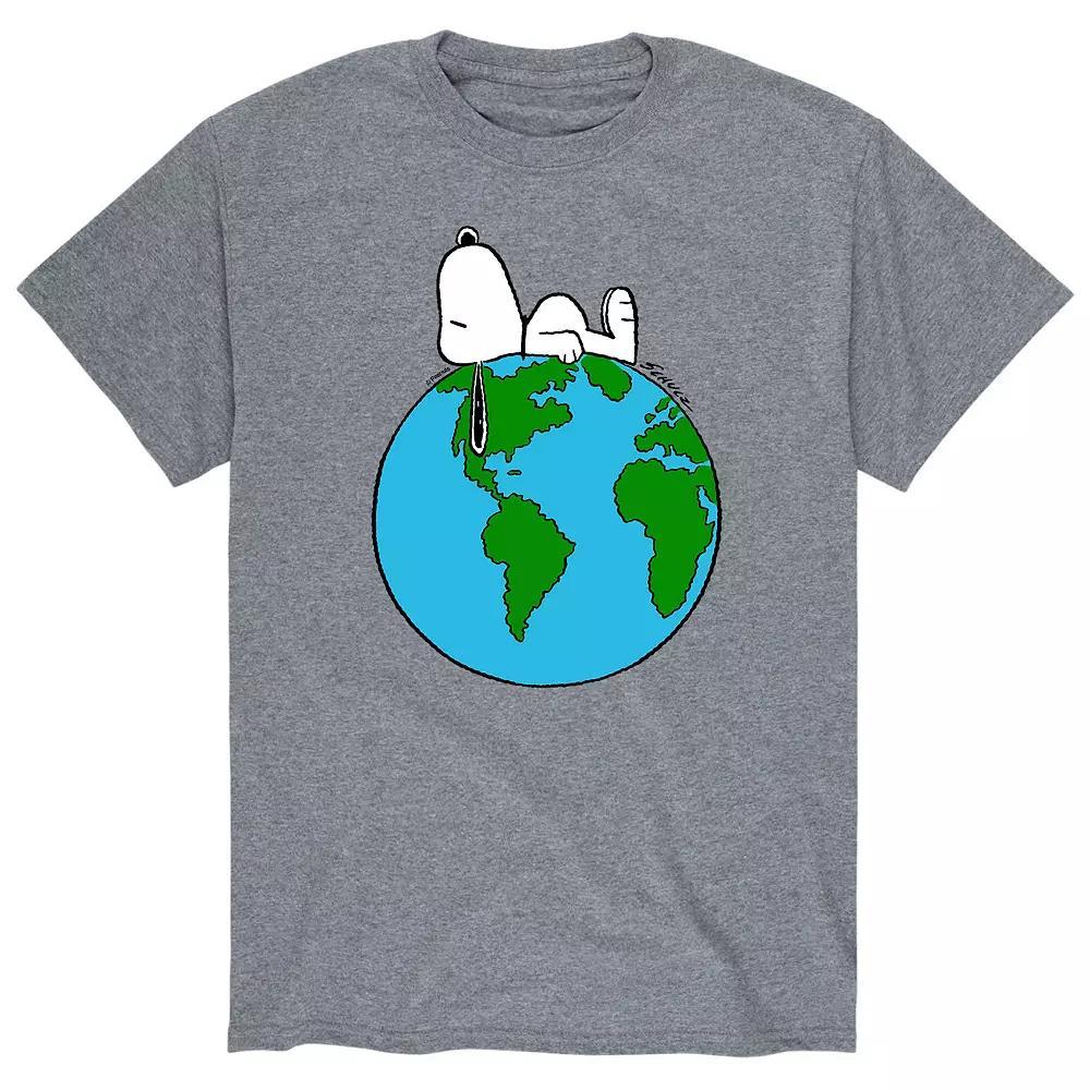 Men's Peanuts Top of The World Tee, Size: Small, Grey Grey Product Image