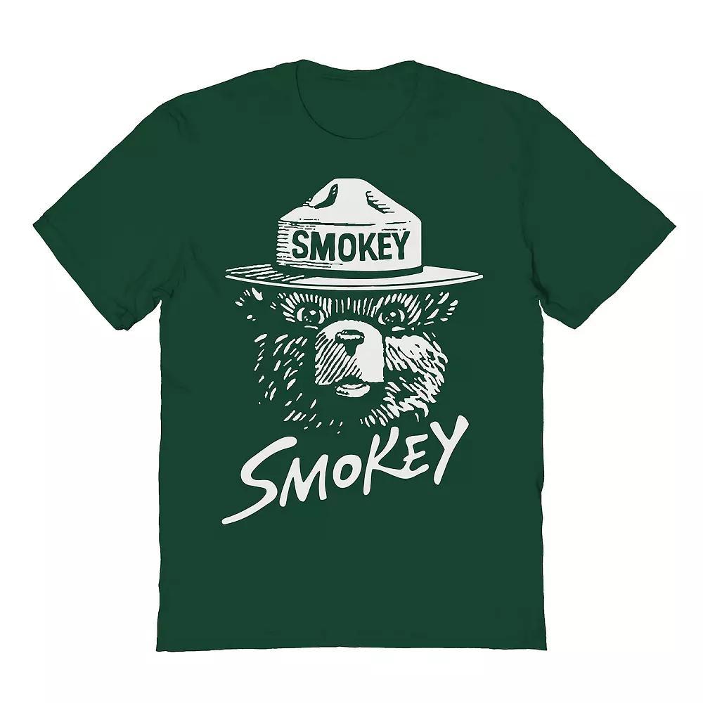 Men's Smokey The Bear White Paint Graphic Tee, Size: Small, Green Product Image