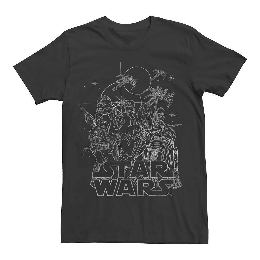 Men's Star Wars Hero Outlines Poster Graphic Tee, Size: XXL, Black Product Image