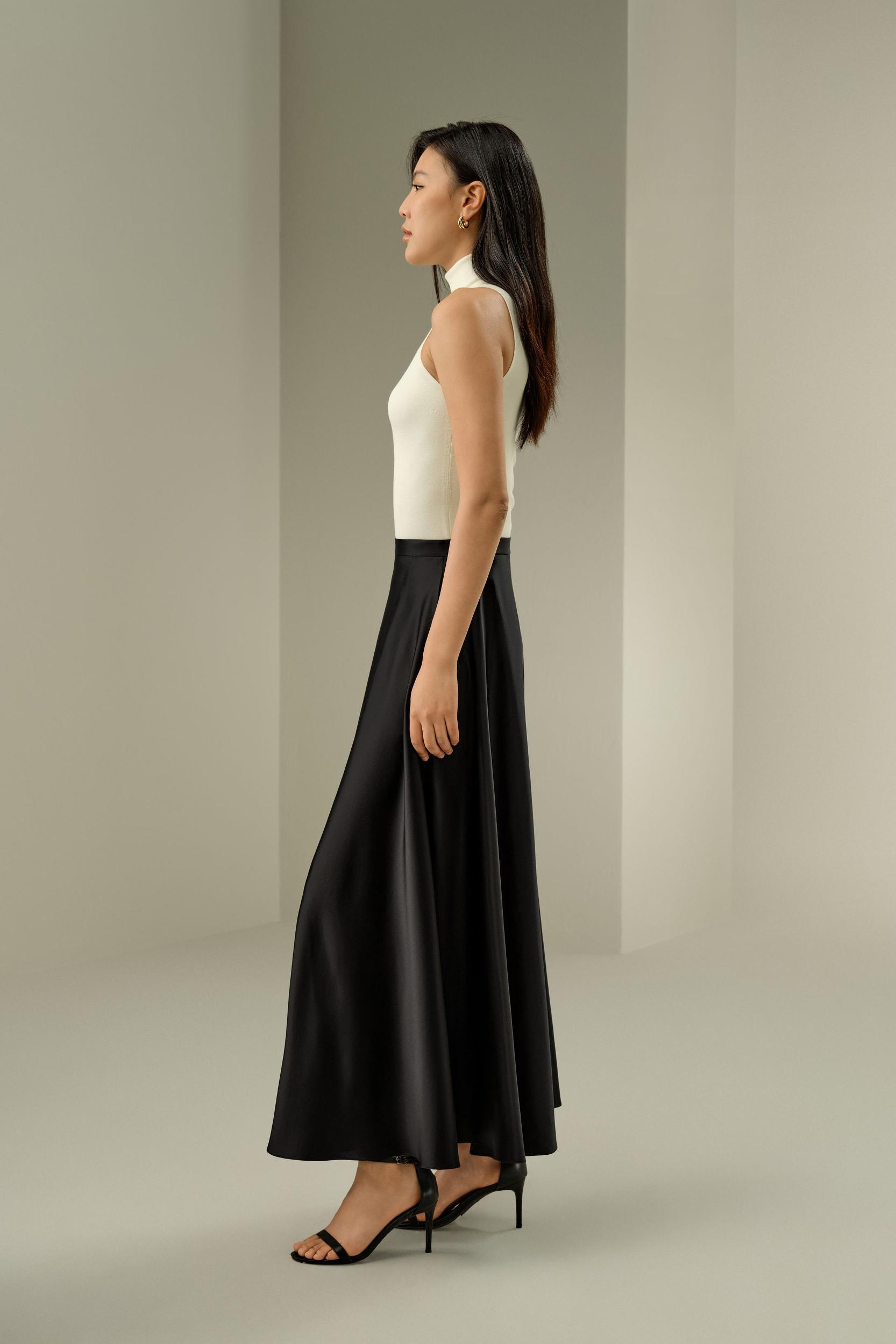 A-Line Silk Maxi Skirt Product Image